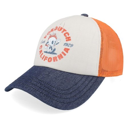 Von Dutch - Beige trucker Caps - Screen Print Orange/Grey/Navy A-Frame Trucker @ Hatstore