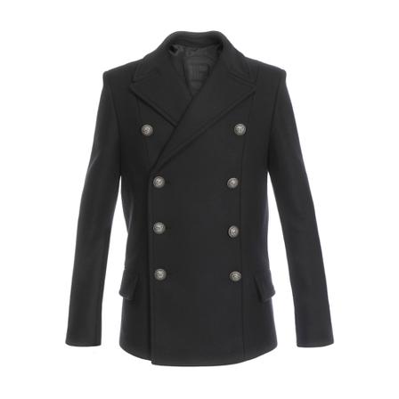 Balmain, 8Btn coat Zwart, Heren, Maat:L