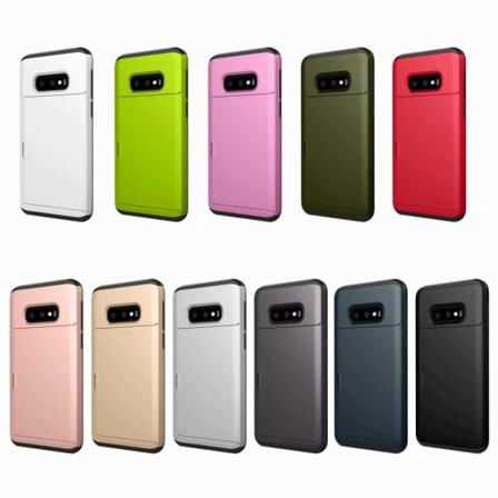 Galaxy S10 Plus Skal I Hårdplast Med Korthållare I Flera Färger Guld