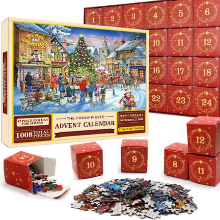 Palapeli joulukalenteri 2025, 1008 palapelin palaa 24 päivän joulun odotus joulukalenterit-palapeli SD52