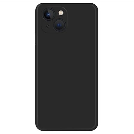 iPhone 13 mini 5,4 tommer gummibelagt, fleksibelt beskyttelsesetui med mikrofiberforing Lige kant Ensfarvet telefon cover - Sort