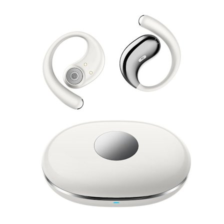 6.0 open-ear dobbelt-side stereo trådløst Bluetooth headset med 4000mAh ladetui White