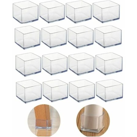 16 stk. 25 x 25 mm PVC firkantede stolbenbeskyttere til stolben