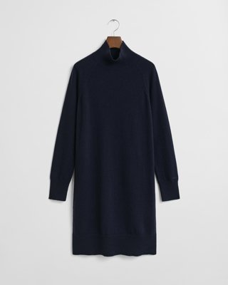 GANT - Strikket superfin lammeullkjole til dame evening blue