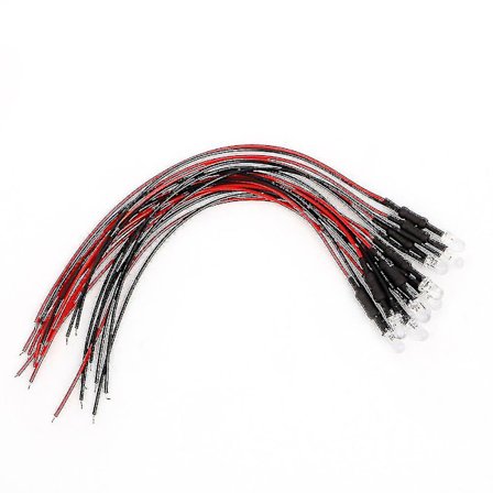 10 stk. DC 24V 18cm 5mm Fortrådsede LED-Lampe Lyspære Emitterende Diode