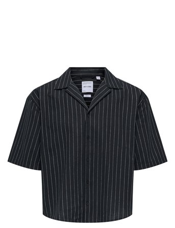 Onsemilo Rlx Ss Linen Resort Shirt 0256 Black ONLY & SONS