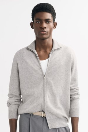 Soft Goat - Men's Full Zip - Kashmirtröja herr - M - Light Grey