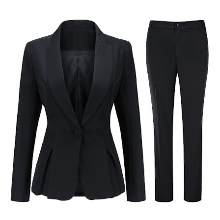 Dame Formell Kontordame Tunika Jakkeslag Ensfarget Slim Todelt Dress Plissert Blazer og Bukser