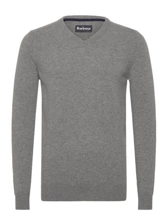 Essential Lambswool V Neck Tops Knitwear V-necks Grey Barbour