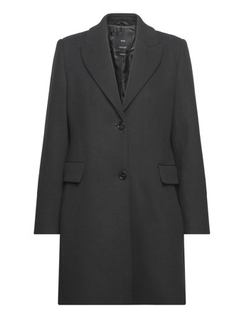 Lapelled Straight-Cut Coat Black Mango