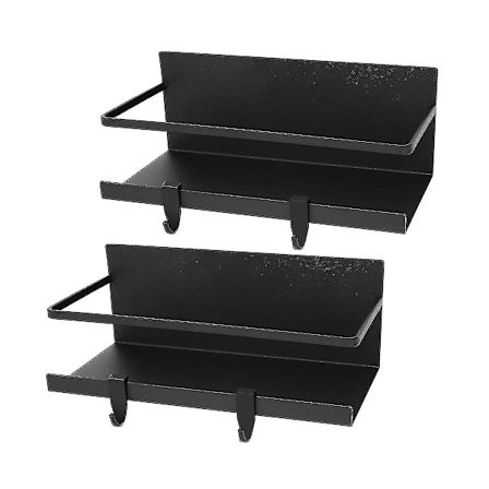 Magnetisk Kryddhylla, Magnetisk Kryddhylla Kompatibel med Kylskåp, Hylla med Avtagbara Krokar, Magnetisk Fri