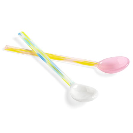 Hay Flat jäätelölusikat, 2 kpl, vaaleanpunainen/ valkoinen