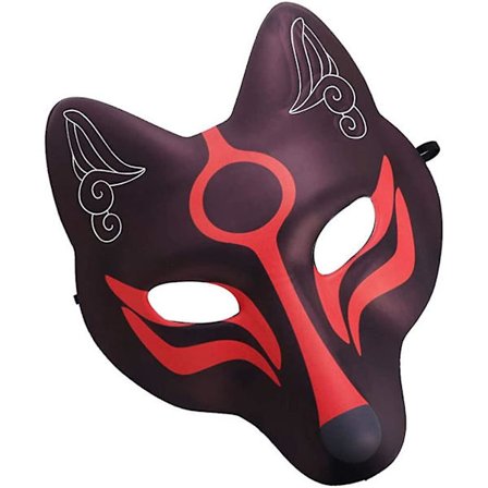 Qqdd Fox Japansk Kabuki Kitsune masker kompatibel med menn kvinner barn maskerade kostyme rekvisitter dyr cosplay Kabuki halv ansikts katt masker