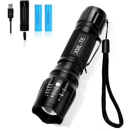 Fackla LED ficklampa uppladdningsbar LED ficklampa superstor taktisk