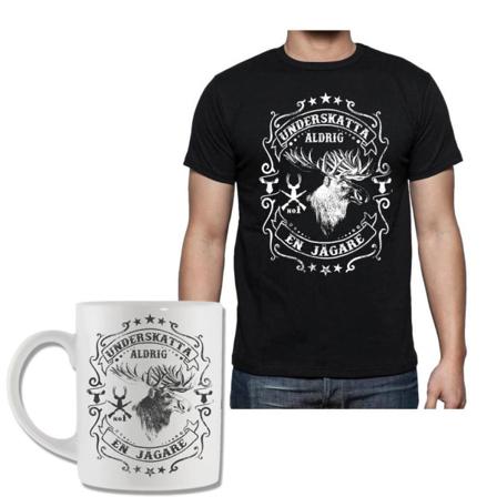 Jägare Älg T-shirt & Mugg Paket - Underskatta Aldrig En Jägare Xl