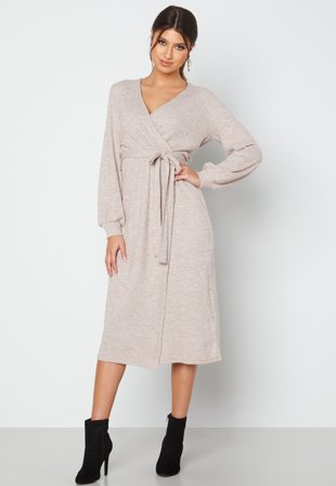 BUBBLEROOM Oliwia rib dress Beige melange Klær