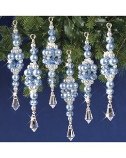 Bastelkit Weihnachtsbaumanhänger Blaue Eistropfen 6-er Pack