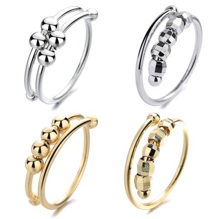 Fidget Toy Rotating Beaded Ring For Women Men