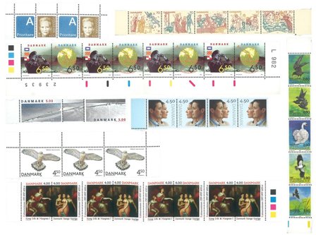 Danmark - Striber, postfriske og stemplede