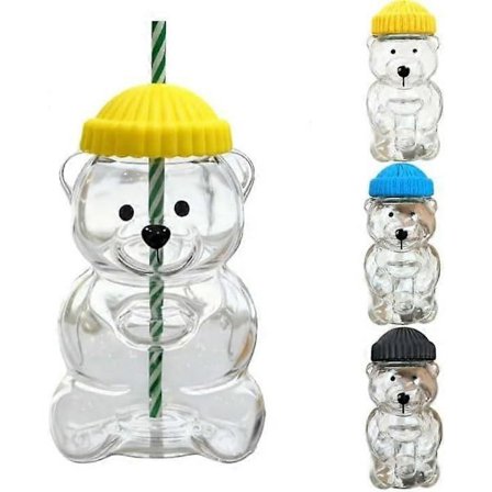 Uusi 2025 Karhu Muki Pillillä, 590 ml Lasinen Karhu Muki Kannella ja Pillillä, Lasiset Karhu Mukit, Karhu Kansi ja Pilli Vihreä Monivärinen