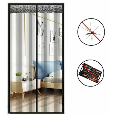 Hyttysverkko Magneettinen Ovi 90x210 cm, Ultra Hieno Verkko, Magneettinen Sulkeminen, Liima Nauha Ilman Poraamista, Hyttysverkot Ovat Täydellisiä 