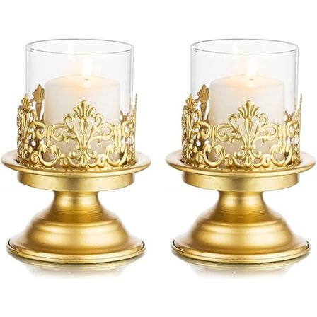 Vintage Ljusstakar Guld - Dekorativa Ljusstakehållare i Metall för Bordscenterprydnad, Öppen Spis, Jul, Bröllop