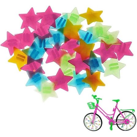 Pakke med 72 Cykel Eger Stjerne Ornamenter - Flerfarvet, Børnecykel Monterede Stjerner