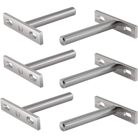 6 stk. Metalbeslag til Flydende Hylde, 3 Tommer Skjulte Fastgørelser