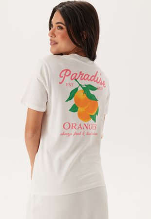 Pieces - Pcsummer Ss Printed T-shirt - Bright White Print:paradise Or - Kläder - - Bubbleroom