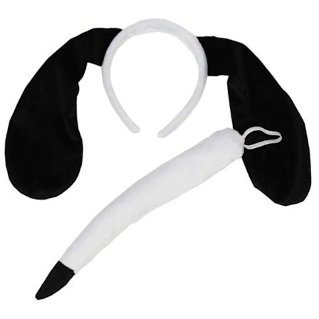 Kaninøre Pannebånd Søte Plysj Hundøre Hodeplagg Kompatibelt med Alle Aldre Kostyme Cosplay Party Kvinner Jenter Hårtilbehør white dog two piece