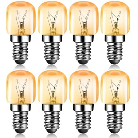 15W E14 Glødelampe 2700K 70LM Lille Skruehætte Pygmælampe til Ovn, 8 stk.