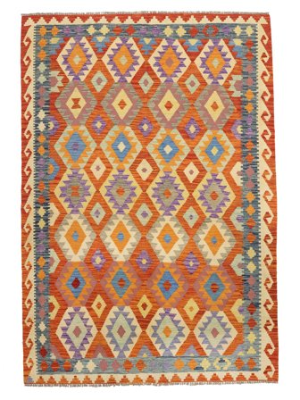 Tissé À La Main Kilim Afghan Old Style Tapis 203X290 De Laine