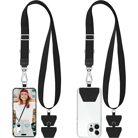 2 stk. justerbar mobiltelefonrem, universal mobiltelefonrem med 4 klæbemidler, egnet til iPhone, Samsung, Huawei og de fleste smartphones