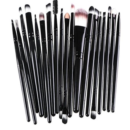 20 st Sminkborstar - makeup brushes - Svart