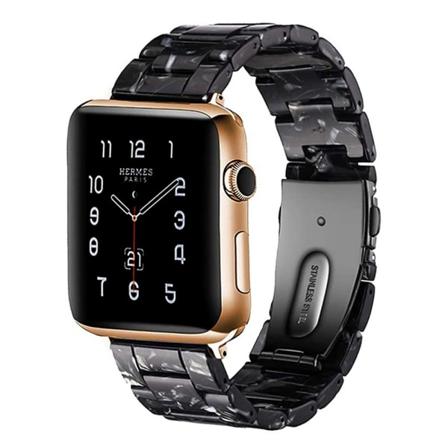 Kompatibel med Apple Watch-reimer 38-40mm/42-44mm Serie 5/4/3/2/1, Slank Resin-armbånd-38-40mm-svart blomst