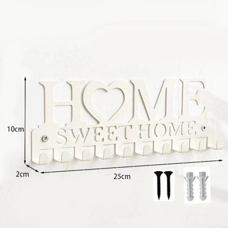 Metall väggmonterad nyckelhållare, självhäftande nyckelkrok för vägg, lämplig för väggdekoration i vardagsrum, kök och kontor (VIT). VIT