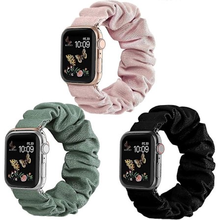 Kompatibel med Scrunchie Apple Watch Band 38mm 41mm 42mm 40mm 44mm 45mm Söt Tryckt Elastisk Watch Band Kvinnor Armband Rem för Apple iWatch Serie 7