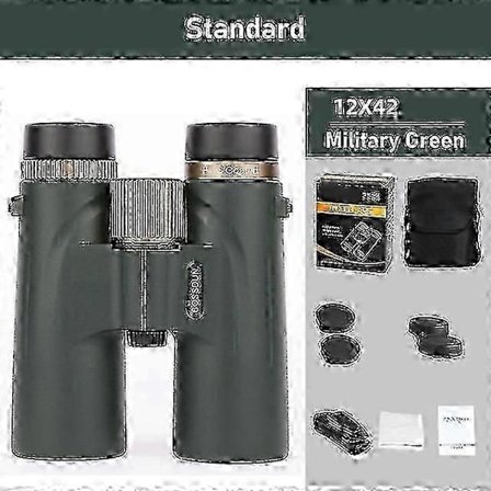 12x42 Kikkert Profesjonell HD Teleskop Kraftig Lang Rekkevidde BAK4 Prisme Kompatibel med Jakt Utendørs Camping ED Linse IPX7 Vanntett