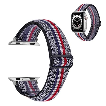 Apple Watch Series 6 / 5 44mm nylon pattern watch band - Blue / White / Red