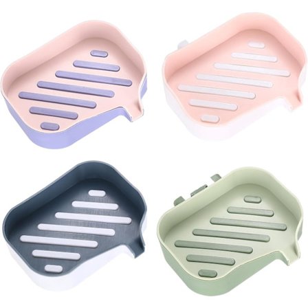 Set med 4 Tvålkoppar med Avrinning - Tvålhållare för Dusch - Ingen Borrning - Självdränerande Tvålkopp för Badrum, Dusch, Kök