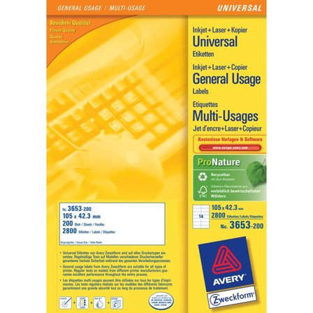 AVERY Etikett 105x42,3mm 3080/fp - Lyreco - Emballage och lagerutrustning - Etiketter och godsmärkning - Multifunktionsetiketter