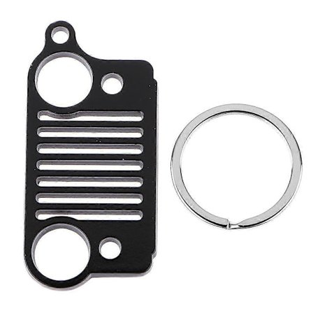 Nyckelring i rostfritt stål med grill för Jeep, JK TJ YJ XJ, svart