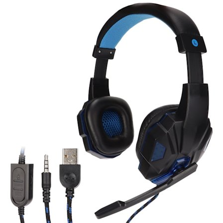 SOYTO SY830MV USB 3,5 mm Gaming Headset med Mikrofon Mute Volymkontroll för PS4 PC Laptop Svart Blå