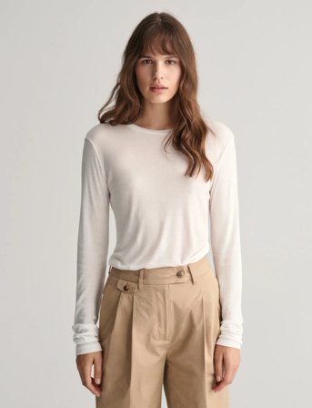 GANT Slim Lightweight Ls T-Shirt - White - XL