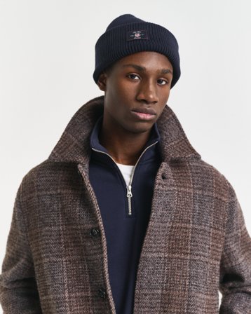 GANT Herren Gerippte Beanie aus Baumwollgemisch (ONE SIZE) Marineblau