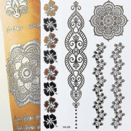 Flash Metallic Waterproof Tattoo Gold ,silver - Women Fashion Design Temporary