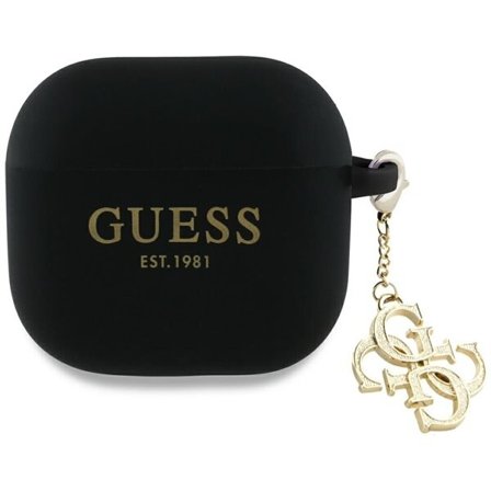 Guess 4G Charm -kotelo AirPods 4:lle - musta