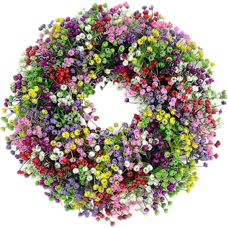 Vårkranser til inngangsdøren, kunstig gypsophila-krans flerbruksdekorativ krans (40 cm) - q36/YY