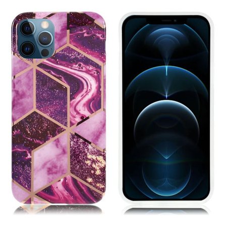 Marmormotiv iPhone 12 Pro Max skal - Lila
