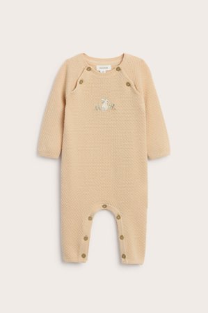 Newbie | Jumpsuit med brodert kanin | Lys oransje